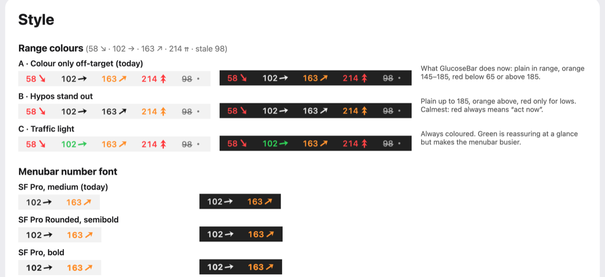 Range colours and number fonts